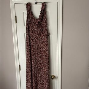 90s Black and Pink Floral Maxi Dress